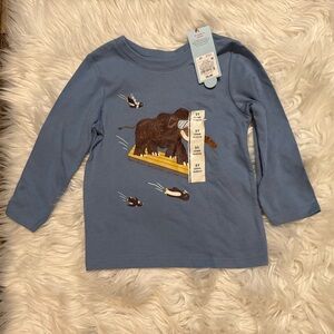 Cat & Jack Toddler Boy Blue Mammoth Graphic Long Sleeve Tee 2T New